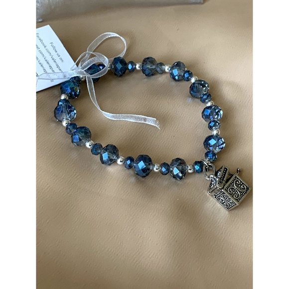 SOLD Valerie Parr Hill Blue Crystal Prayer Box Bracelet NEW WITH TAG - Picture 3 of 6